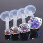 Bioflex FLat Back Earring Tragus Rings AB Crystal BioPlast Labret Lip Ring 16G