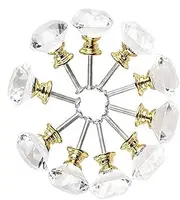 10Pcs 30mm Clear Crystal Glass Door Knobs Cupboard Cabinet Handle Drawer Pull Handle with Screw for Furniture Kitchen Home
