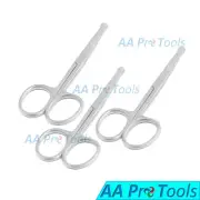 3 Straight Safety Nose Hair Mustache Scissors, Ear Pet Grooming, Manicure 3.5"
