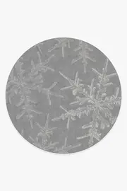 245' Round | Machine Washable Runner Rug | Kid & Pet Friendly | Indoor Rug | Snowflake Silver Flatwoven Rug | Ruggable