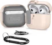 for Airpods 4 Case Cover Comes with 2 Hooks, Pushbutton Switch Magnetic Pop-Open