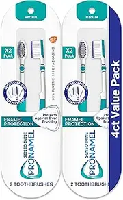 Pronamel Sensodyne Medium Toothbrush, Provides Tooth Enamel Protection and Cleans Better with Less Pressure - 4 Count