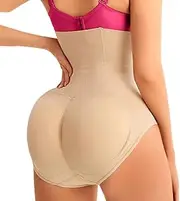 [OFFSUM] Women's Fake Butt Lifter - High Waist Hip Enhancer Shaper Fake Ass Sponge Padded Butt Lifter Cotton Large Size Solid Color Seamless Underwear