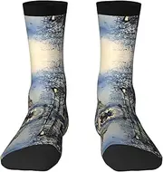 [EdWal] Soft Romantic Paris Eiffel Tower print Moisture Wicking Socks Sports Socks for Men and Women Warm thermal Boot Hiking Socks