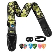 LEKATO Electric Acoustic Guitar Bass Strap Belt with 6 Guitar Picks 2 Locks