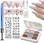 Solid Nail Gel Polish, Polish Paint Sponges Kit, Women Pat Gradient Manicure with Metal Grabber and Sponges for Adults Art Salon Home