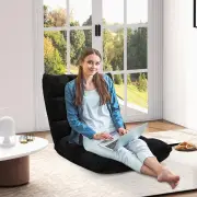 CostwayFloor Chair with Back Support with 14-Position Adjustable Back and Thick Sponge Padding-Black