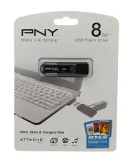 PNY Attache 8GB Classic USB 2.0 Flash Drive BLACK P-FD8G/MINI-EFS2-Free Ship