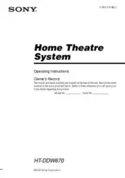Sony HT-DDW670 Home Theater System Owners Manual