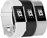 (3 Pack) T Tersely Watch Band Strap for Fitbit Charge 2, Classic Soft TPU Silicone Adjustable Replacement Bands Fitness Sport Bracelet Strap for Fitbit Charge2