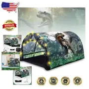 Foldable Dinosaur Playhouse Tent for Kids - Includes String Lights & Storage Bag