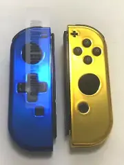 Custom Chrome Blue & Gold Nintendo Switch Joy Con Joy-Con DPAD set Controller
