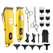 CkeyiN Professional Hair Clipper Trimmer for Men Barber Hair Cutting Machine Kit Cordless LED Display Electric Powerful Haircut-Gold