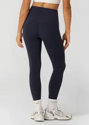 [Lorna Jane] Lotus No Chafe Phone Pocket Ankle Biter Leggings in Blue, Size - Large L Dark Platinum Navy