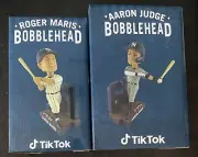NY YANKEES AARON JUDGE ROGER MARIS BOBBLEHEAD SGA SET 61 62 HOME RUN RECORD 2024