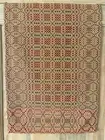 New Primitive CHRISTMAS BRICK RED GREEN COVERLET TABLE RUNNER Woven Topper 32"
