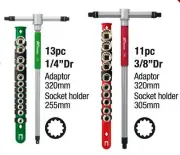 PRO 1/2&3/8" Dr Short Tooth Sockets Set with 3-Way T-Handle Wrench Set 4-19mm
