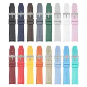 20MM Watch Strap For Omega & Swatch TPU Arc Strap Silver Buckle Watch Band Black