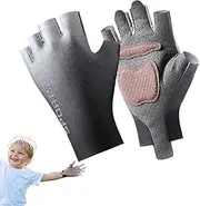 [Generic] Kids Biking Gloves | 2X Half Finger Kids Cycling Gloves | Fingerless Skateboard Mittens, Workout Mitts, Non-Slip for Children Gymnastics