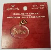 Hallmark Acrylic Ornament Charms "Believe" Hook Clip On Any Ornament Personalize
