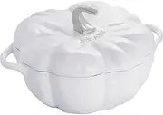 [STAUB] Cast Iron Dutch Oven 3.5-qt Pumpkin Cocotte with Stainless Steel Knob, Made in France, Serves 3-4, White