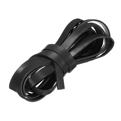 Flat Leather Cord, 3.3 Yard 10mm Leather String Strips for DIY Crafts Black