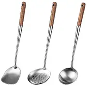 Unbrandded Wok Spatula And Ladle,skimmer Ladle Tool Set,17inches Spatula For Wok