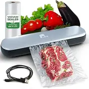 [EconoHome] Cordless Food Vacuum Sealer Machine - Rechargeable & Portable Sous Vide Vacuum Sealer with Built-In Cutter - Seals in 10 Seconds - 11.8" Width with 3 Sealing Modes & 1 Bag Roll 77" x 11"