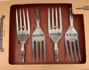 New In Box Cheese Tasting Forks Markers Servers x4 Varieties Party Buffet Table
