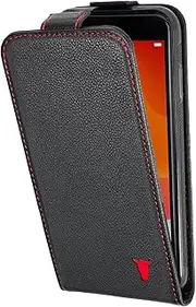TORRO Flip Phone Case Compatible with iPhone SE/8/7 – Premium, Genuine Leather Cover with Card Slots and Vertical Flip Down Cover (Black)