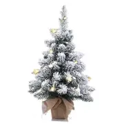 Pre-Lit Artificial Mini Christmas Tree,20 Inch Snow Flocked 20 inch White+green