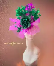 Aimee Fuller Teal Green Fascinator Hot Pink Kentucky Derby Hat Pine Royal Ascot