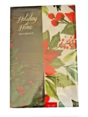 Christmas Poinsettia Flourish Tablecloth Jacquard Textured Print 60x120" Oblong