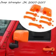 Rearview Mirror Cover Door Handle Trim Shell For Jeep Wrangler JK 2007-18 Orange (for: Jeep)