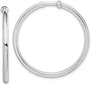 [JewelryWeb] 925 Sterling Silver Polished Non Pierced Hoop Earrings 37x37mm Wide 2.5mm Thick-Hoop Earring for Women
