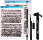 Sezlinver DIY Lash Extension Kit 320 Pcs Lash Clusters Kit Individual Lashes Natural 9-16mm C/D Curl with Bond Seal Tweezers Lash Glue Remover False Eyelashes for Beginner Eyelash Extensions at Home (30D+40D) (Gradient Purple)