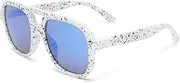 [Solarized] Male Kids Retro Aviator White Spatter Aviator Sunglasses
