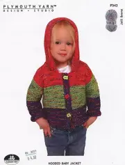 Plymouth Knitting Pattern P543 Jelli Beenz Hooded Baby Jacket for 12, 18, 24 mos
