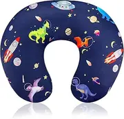 GFU Nursing Pillow Cover, Newborn Breastfeeding Pillow Case for Boys and Girls, Soft Baby Breastfeeding Pillow Slipcover, Fit for Standard Infant Nursing Pillows, Dark Blue Space Dinosaur