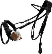 AMAZING HORSE STUFF Black Rolled Leather Dressage Bridle | DD Leather | Rolled Browband | Bridle Black | Full | Cob | Pony |