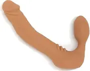 REALDOE ® Classic Silicone Strapless Strap-on Harness-Free Double Dildo (Without Vibrator) Medium Size in Cocoa Tan