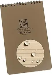 Rite in the Rain Weatherproof Top Spiral Notebook, 5.5" x 8.5", Tan Cover, Universal Pattern (No. T958)