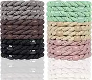 LUFFLOK 24 Pieces Braided Elastic Hair Tie, 6 Colors Hair Bobbles for Thick Curly, Soft Hair Bands for Women and Girls, No Damage Ponytail Holders Hair Accessories (24 Pieces)