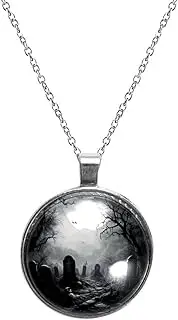 [Diusye] Necklaces for Women, Halloween Cemetery Dead Tree Print Stainless Steel Pendant Necklace Jewelry Birthday Anniversary Wife Girls Friends Gift