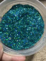 50g Bulk Holographic Aqua Tinsel Glitter Nail Art Tumbler Solvent Resistant