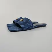 VERSACE Barocco Medusa '95 Denim Blue Flat Mules New