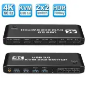 2x2 KVM Switch 4K 60Hz Dual Monitor KVM Extended Display USB KVM Switcher 2 in 2