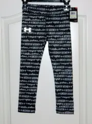 Girl's Under Armour Black w/White UA Written All Over Spandex Pants Sz 4 & 5-NWT
