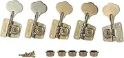 KAISH Vintage 70's Cloverleaf 5 String Bass Tuners Bass Tuning Machines 5 String Bass Tuning Keys for Jazz Bass J Bass or Precision Bass P Bass Relic Nickel 4 Right/1 Left