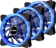 EZDIY-FAB 120mm PWM Blue Single Ring Fan, Blue LED PWM Case Fan for PC Case,High Airflow Quiet and Radiators(4-Pin) - 3 Pack